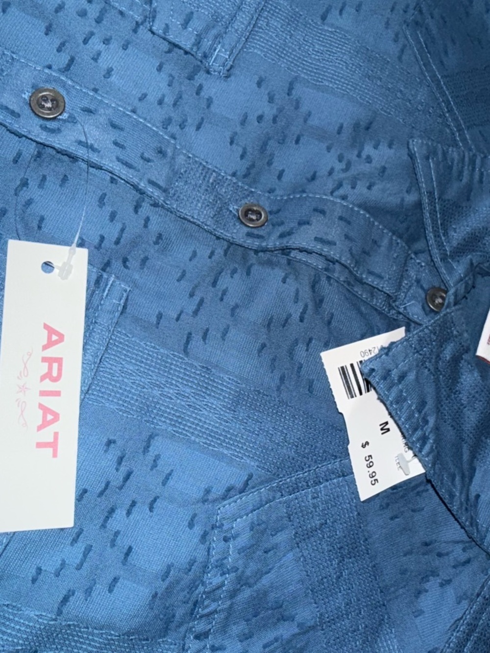 Ariat NWT Women's Sharing Copen Blue Long Sleeve Button Down Shirt 10043657 - Picture 7 of 8